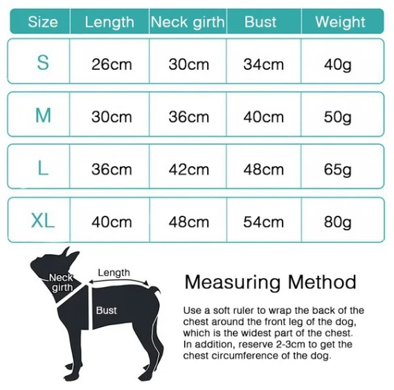 Sizing for fleece dog sweaters